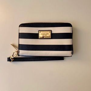 Navy and white stripes Michael Kors wristlet